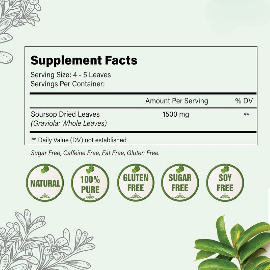 Premium Soursop Graviola Dried Leaves