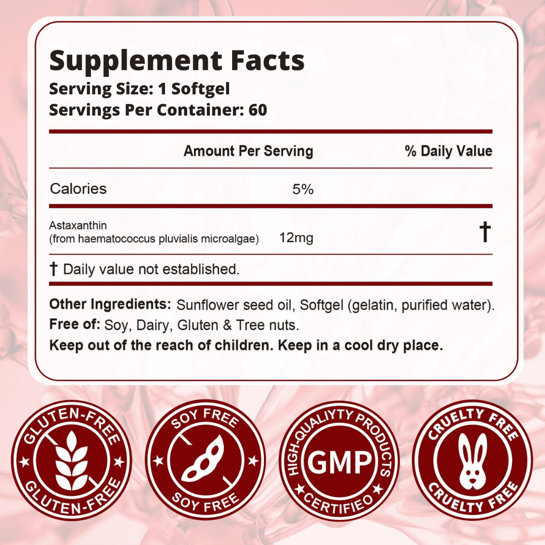 Nature's Most Powerful Skin Protector - 12mg Astaxanthin