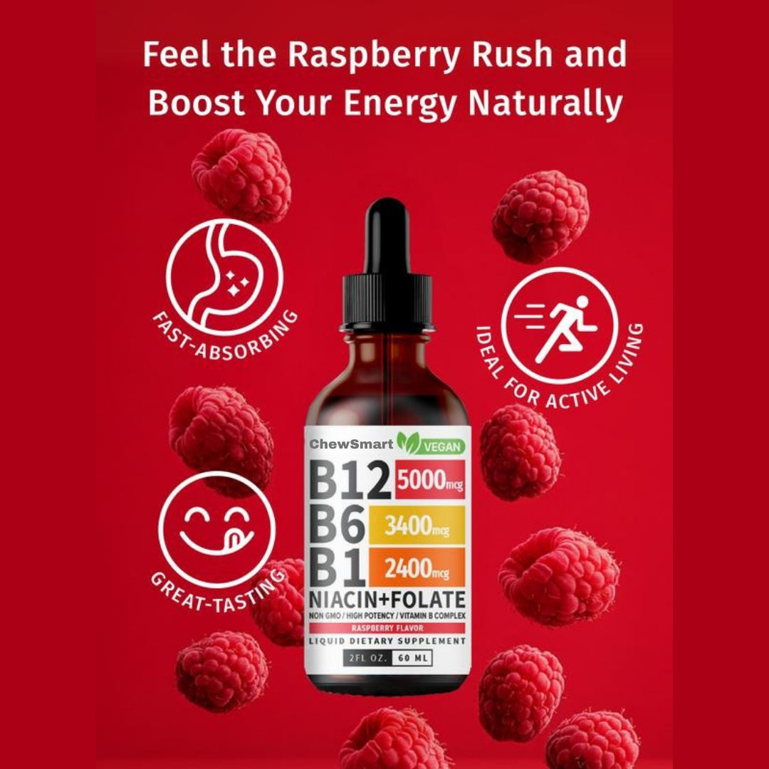 Vitamin B12 Liquid Supplement Drops with B6, B1, Niacin & Folate